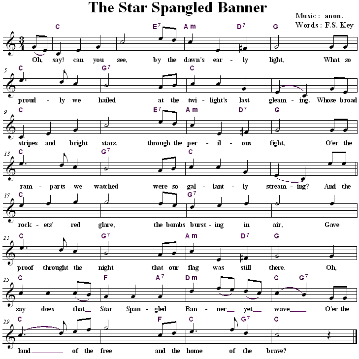 Star Spangled Banner, original version