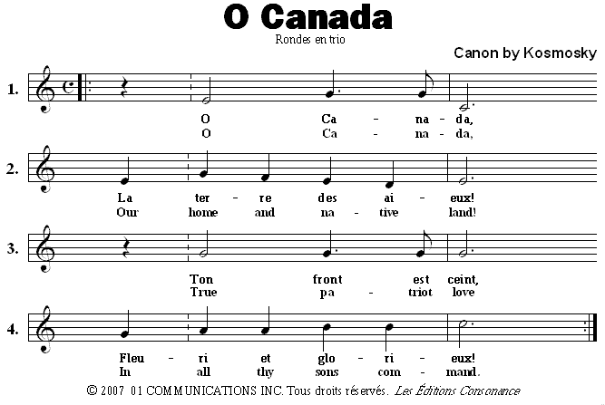 Round canon on themes from O Canada