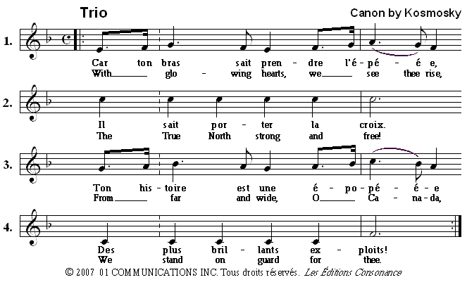 Round canon on themes from O Canada